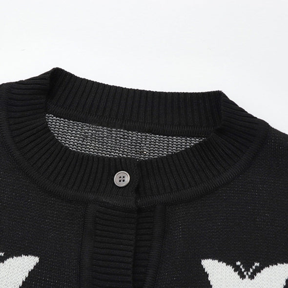 Kawaii Butterfly Pattern Full-print Knitted Cardigan