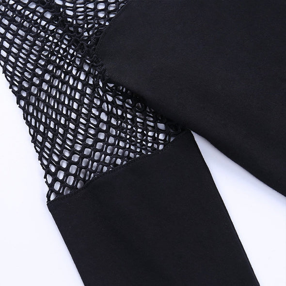 Gothic Sexy Stitching Zipper Cardigan Long Sleeve T-shirt