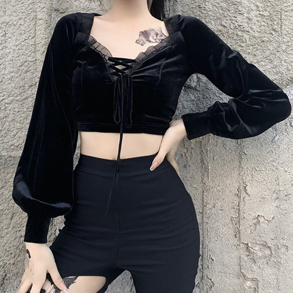 Sexy Slim Cropped Long-sleeved Top