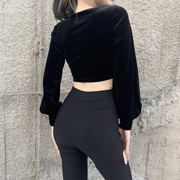 Sexy Slim Cropped Long-sleeved Top