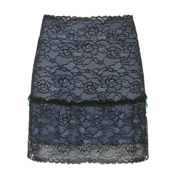 Lace Mesh See-through A-line Skirt