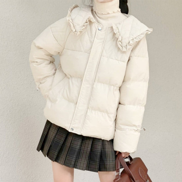Kawaii Doll Collar Solid Color Coat