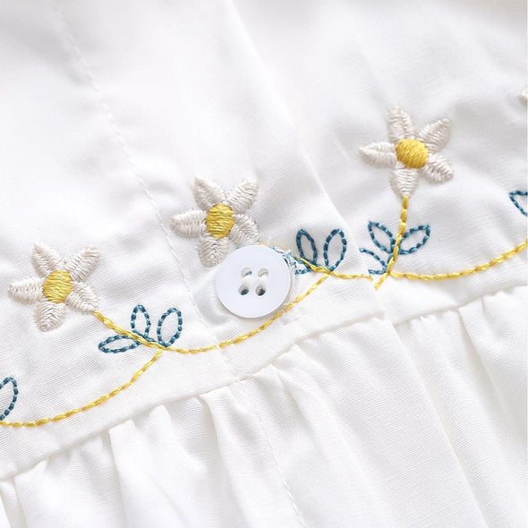Kawaii Flower Embroidered Lantern Sleeve Long-sleeved Shirt