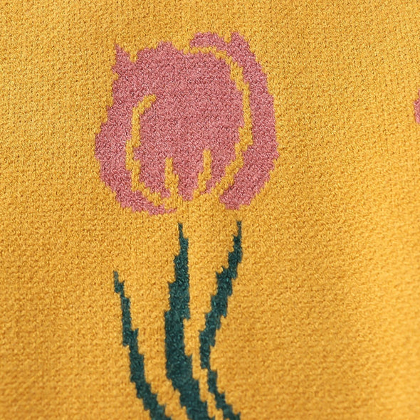Kawaii Tulip Pattern Knitted Sweater Vest