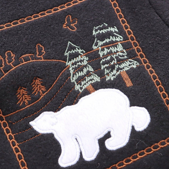 Kawaii Cartoon Embroidery Navy Collar Winter Coat