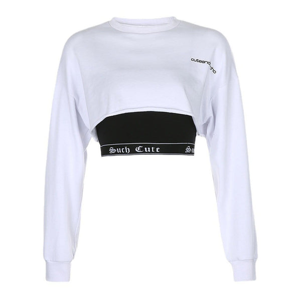 Loose Letter Print Two-piece Long-sleeved T-shirt