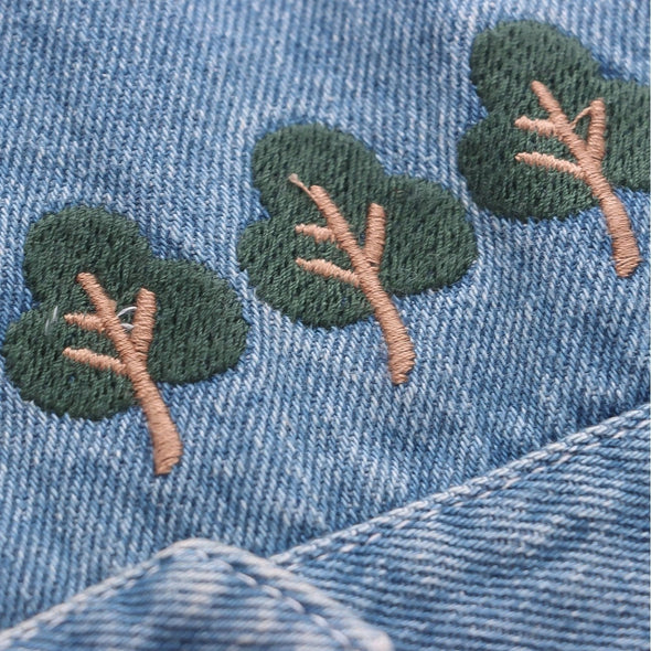 Kawaii Tree Embroidered Denim Vest