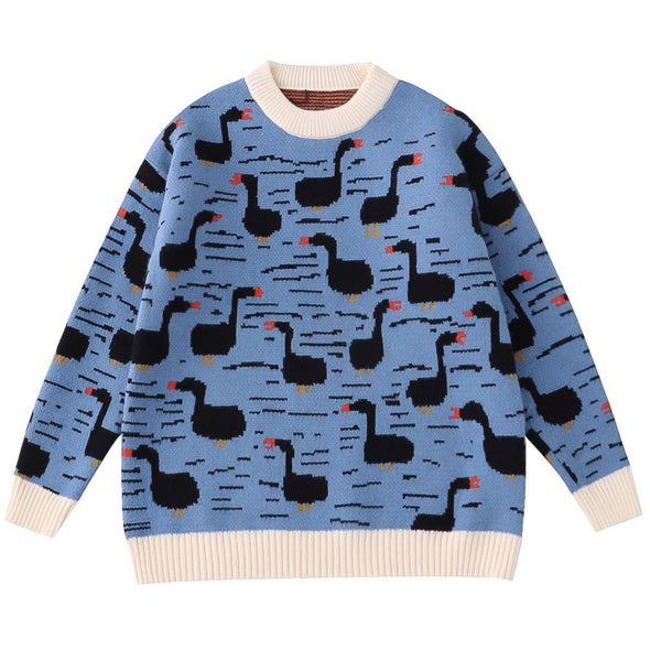 Kawaii Duck Full Print Knit Sweater