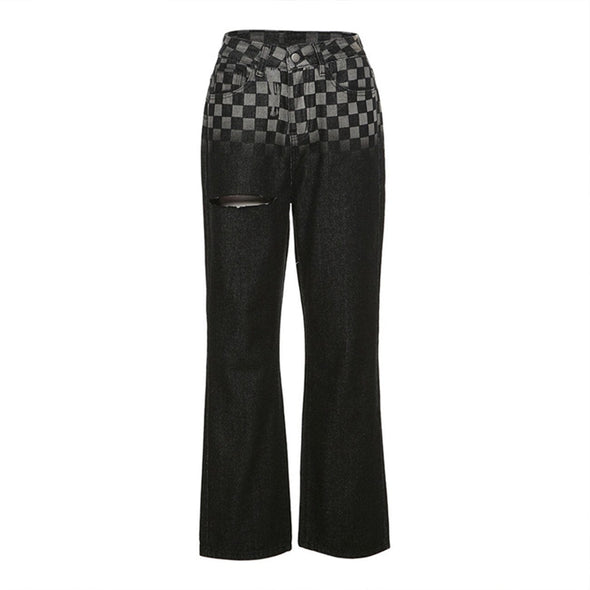 Checkerboard Opening Jeans