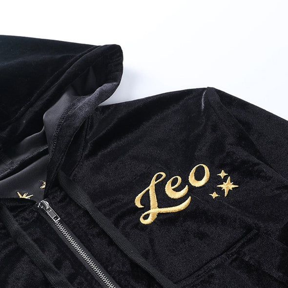 Gothic Lion Embroidery Casual Hoodie Set