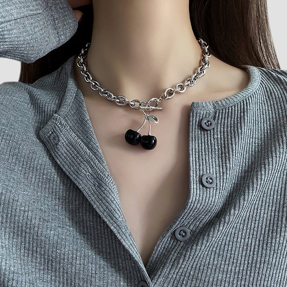 Black Cherry Titanium Steel Necklace