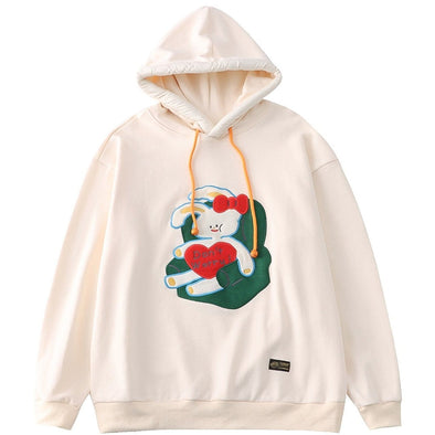 Kawaii Rabbit Embroidered Hooded Sweatshirt