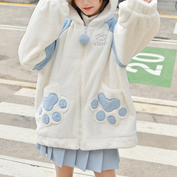 Kawaii Stuffed Bear Contrasting Winter Coat
