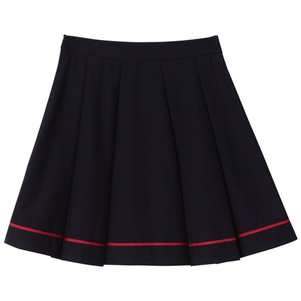 Kawaii Pure Color Single Striped Pleated Skirt