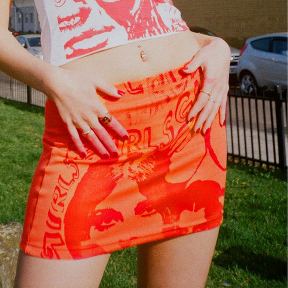 Sexy Portrait Print Bag Hip Skirt
