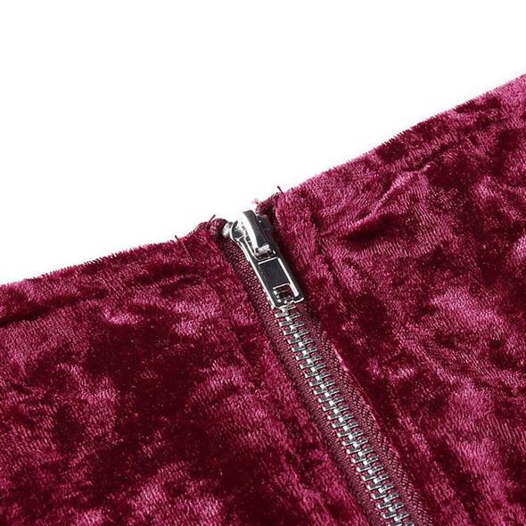 Sexy Gold Diamond Velvet Lace Zipper Suspender Top