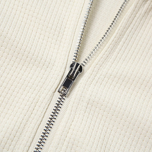 Zipper Solid Color Long-sleeved Top