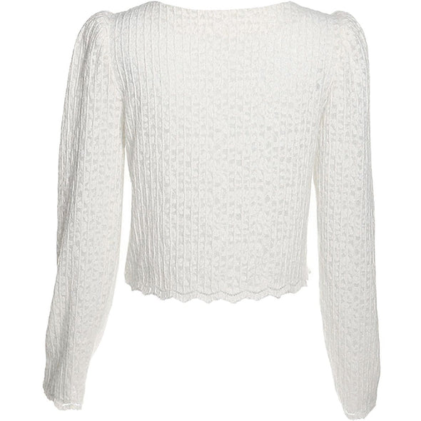 Bow-knotted Knitted Long-sleeved Top