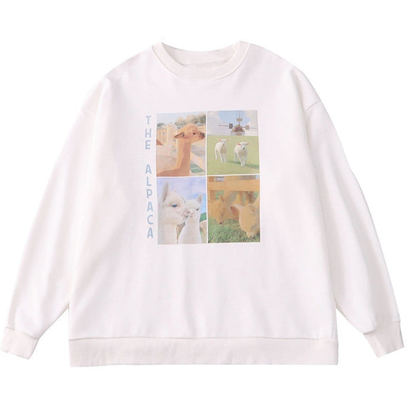 Kawaii Lamb Print Sweatshirt