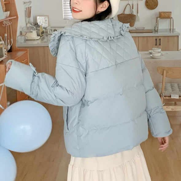 Kawaii Doll Collar Solid Color Coat