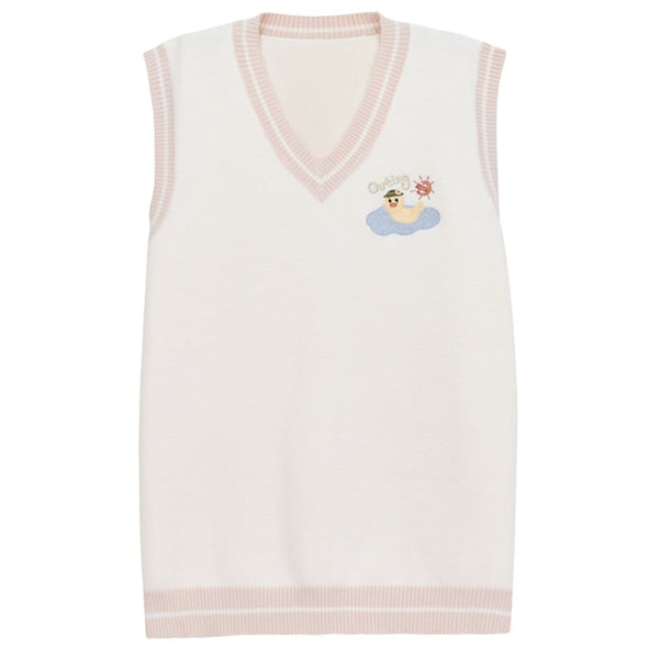 Kawaii Duck Embroidery Long-sleeved Shirt