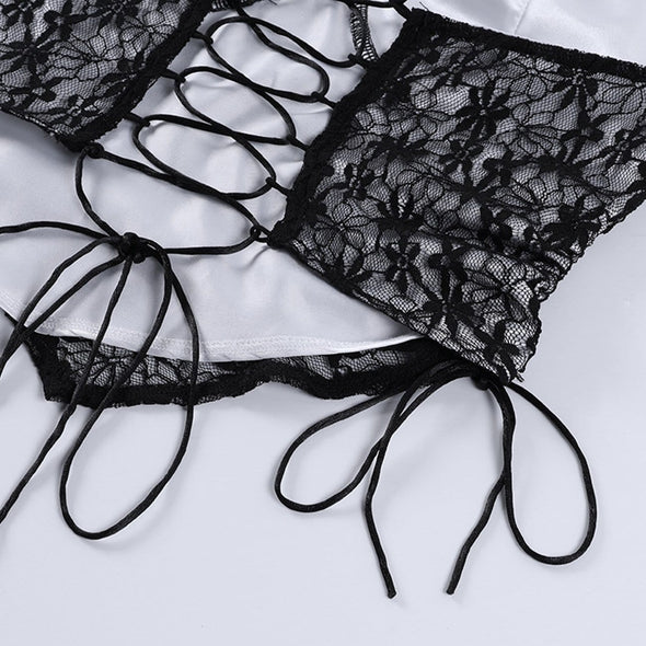 Gothic Dark Sexy Lace Perspective Strap