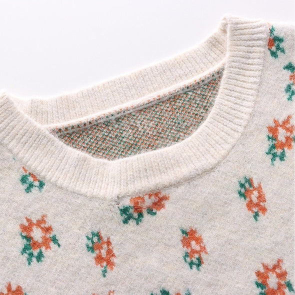 Kawaii Retro Floral Knit Sweater Vest