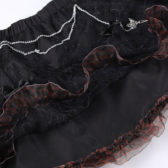 Gothic Dark Style Lace Ripped Tutu Skirt
