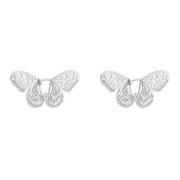 Frosty Style Zircon Butterfly Earrings