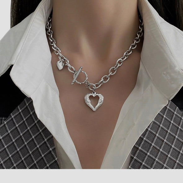 Hollow Love Heart Pendant Necklace