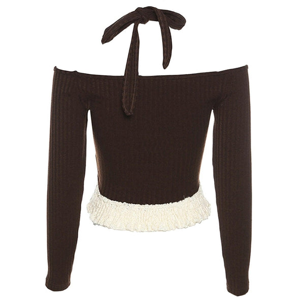 Knitted Bow Long-sleeved Top