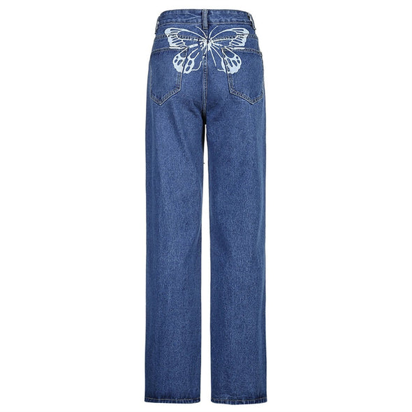 Personalized Big Butterfly Print Jeans