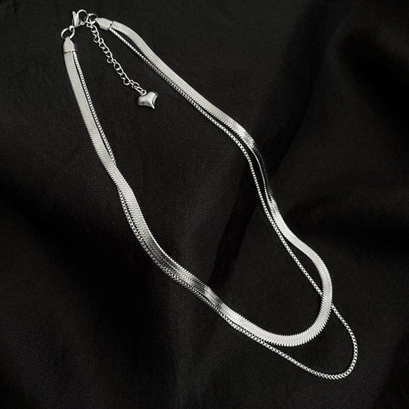 Simple Double Snake Bone Chain Necklace