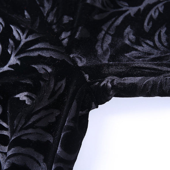 Dark Vintage Velvet Embossed Casual Flared Pants