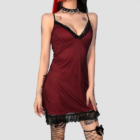 Sexy Dark Mesh Halter Back Strap Dress