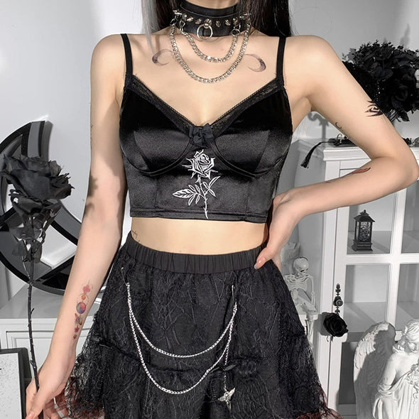Gothic Dark Style Lace Rose Embroidered Strap