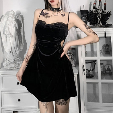 Sexy Lace Waist Side Hollow Dress
