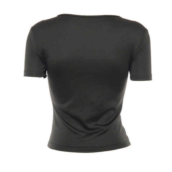 Wrapped Chest Strap Square Neck Short-sleeved T-shirt