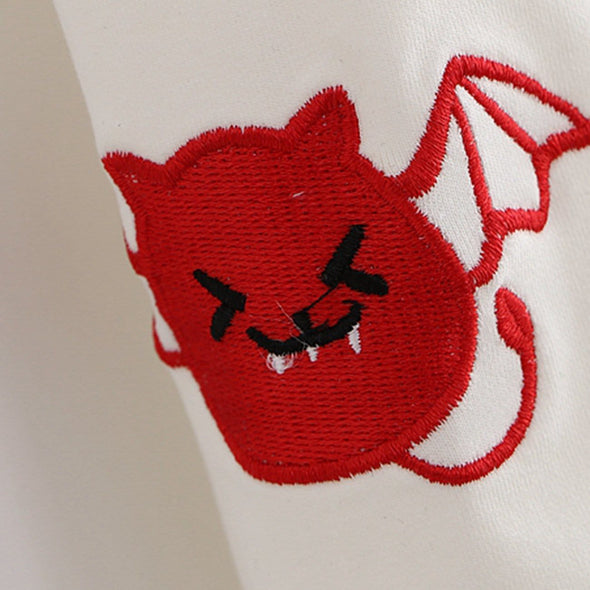 Kawaii Cute Little Devil Embroidered Hoodie
