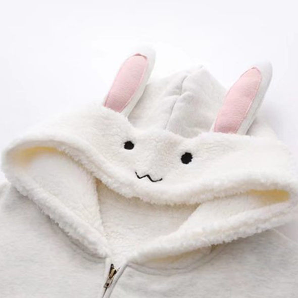 Kawaii Embroidered Rabbit Ear Winter Coat
