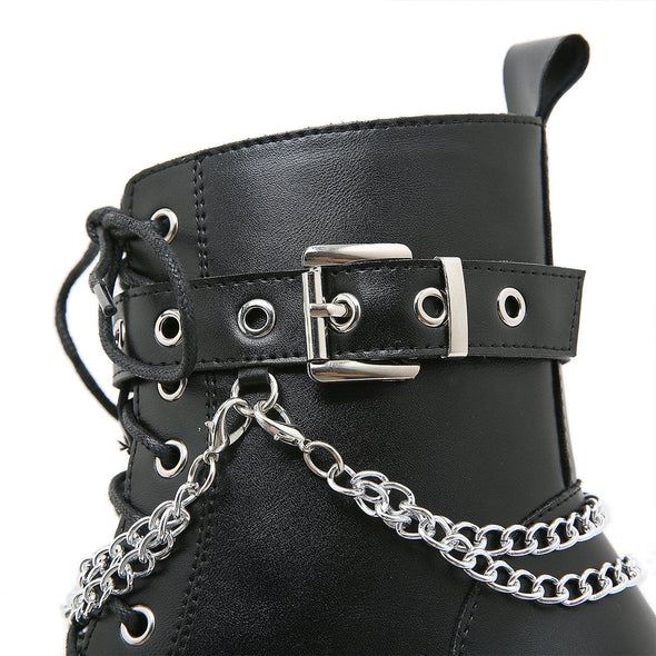 Platform Metal Embellished Side Zip Martin Boots