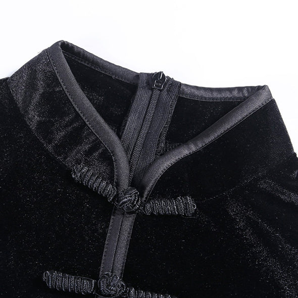 Gothic Chinese Style Disc Button Long-sleeved T-shirt