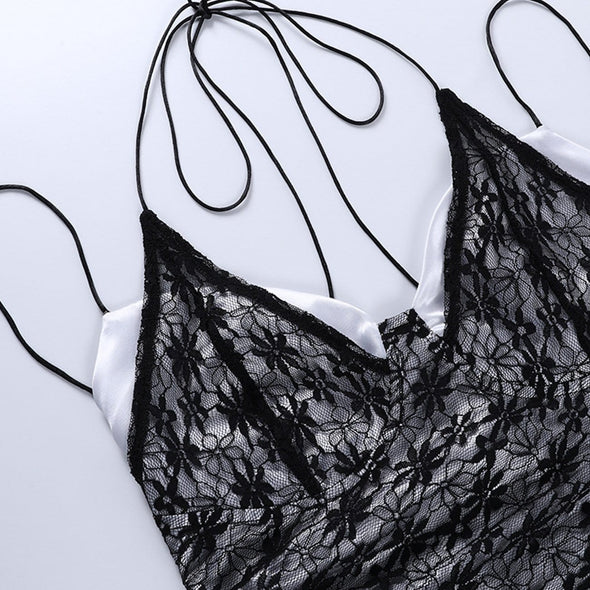 Gothic Dark Sexy Lace Perspective Strap
