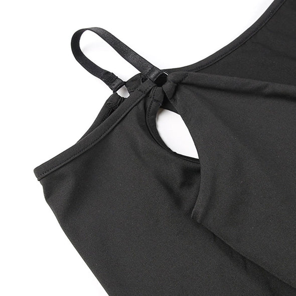 Dark Style Sling Cutout Long-sleeved Dress