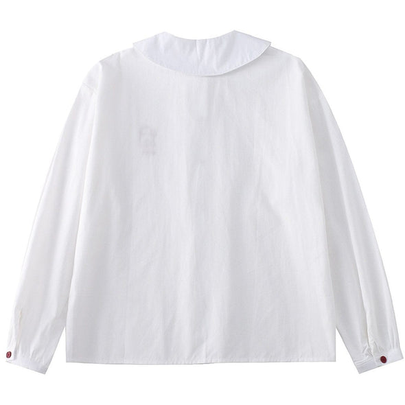 Kawaii Cat Embroidery Simple Long-sleeved Shirt