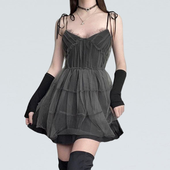 Dark Style Mesh Sling Dress