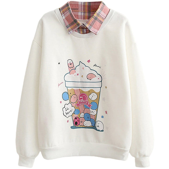 Kawaii Ice Cream Print Sweatshirt