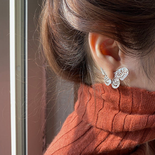 Frosty Style Zircon Butterfly Earrings