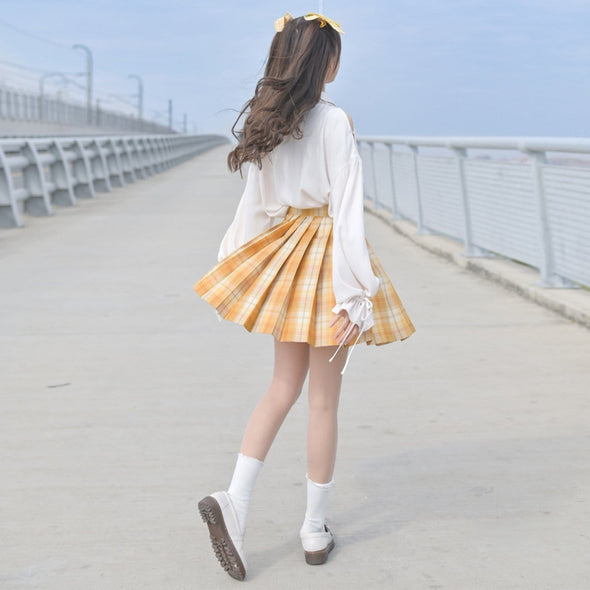 Kawaii Plaid Pleated Skirt