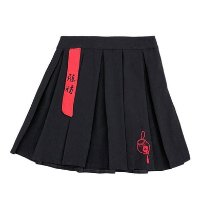 Embroidery A-Line Pleated Skirt
